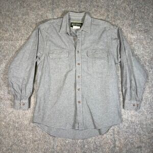 Field & Stream Mens Chamois Long Sleeve Button Up Flannel Shirt L Light Gray VTG